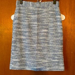 Blue and white pencil skirt
